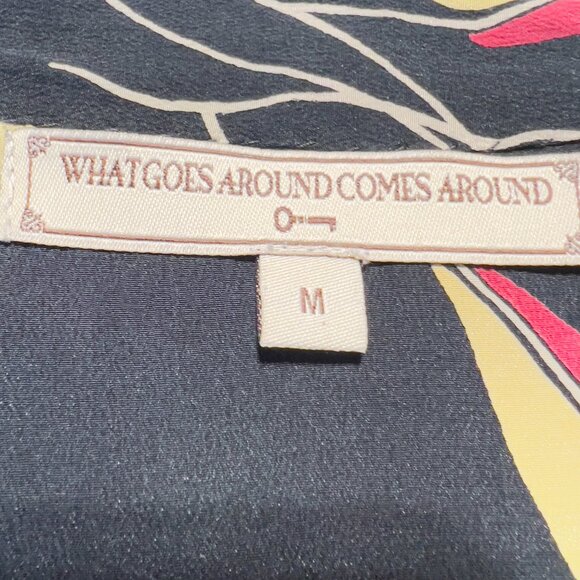 What Goes Around Comes Around 100% Silk Bow Blouse | Vintage 80s Art Deco size M - Picture 6 of 12